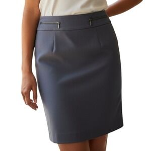CLASSIQUES ENTIER‎ Gorgeous Ash Gray Lined Skirt Faux Zip Pockets NWOT Size 8